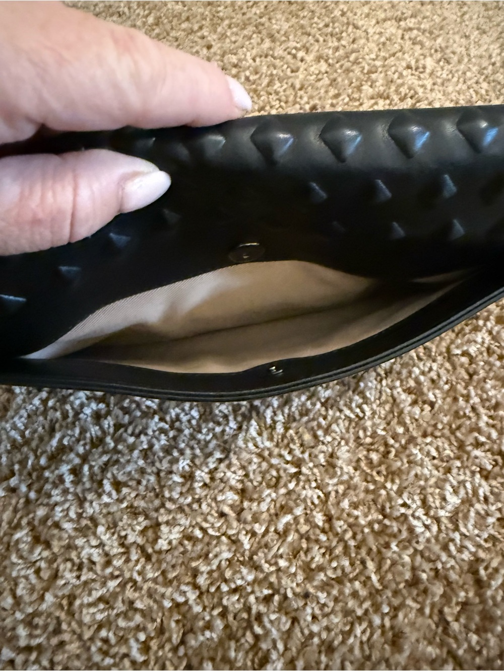 MCM Black Studded Foldover Clutch - Picture 4 of 12